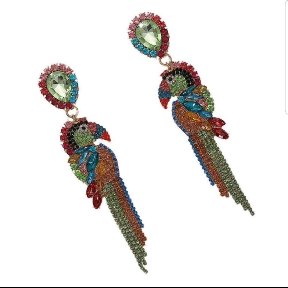 Parrot Rhinestone Earrings